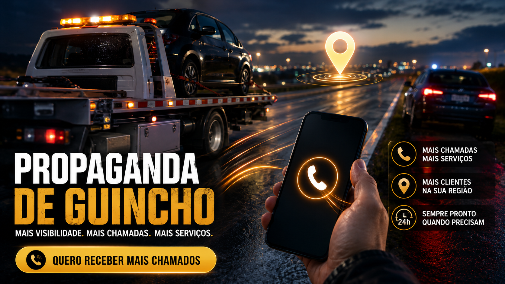 Empresa de guincho preparada para receber chamados de motoristas da região.